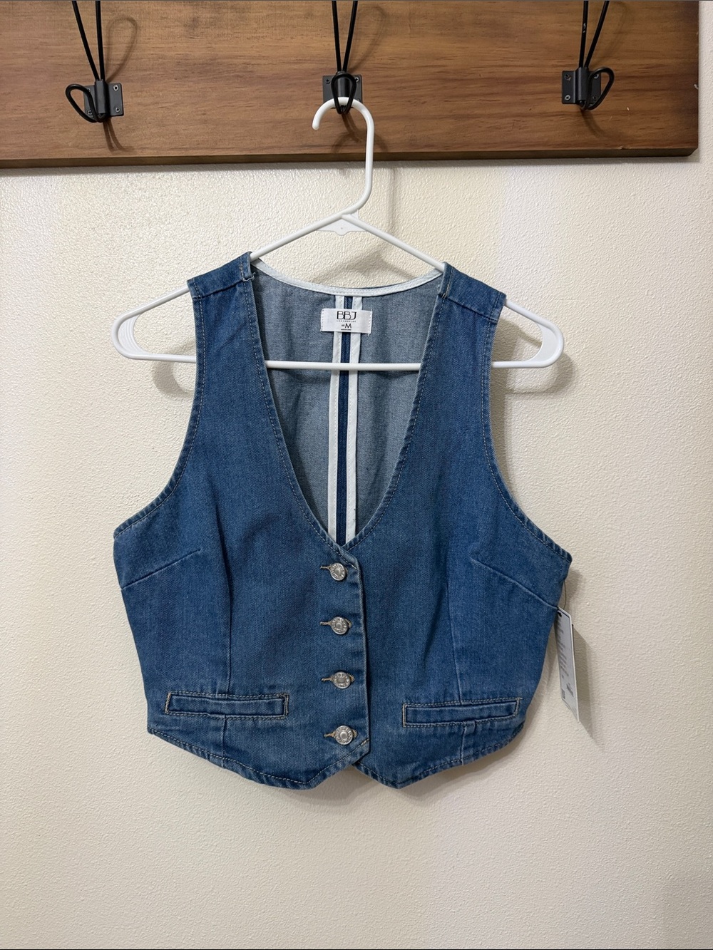 BBJ Los Angeles Boom Boom Jeans Blue Denim Button Vest